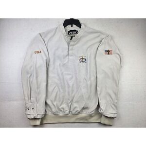 Oakland Hills Ryder Cup USA Zero Restriction 1/4 Zip Beige Pullver Jacket Size L